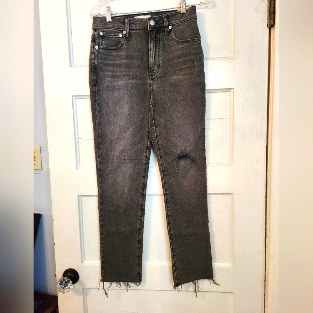 Madewell Women's Jeans, The Perfect Vintage Sz 25. Gray, Raw Hem, Distressed NWT